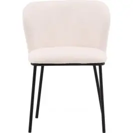 Esszimmerstuhl Edina Venture Design - Stahlgestell, Bouclé Weiß - 60x77x53 cm Neue Ware