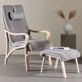 Lounge-Sessel Fårö Venture Design - Eichenfurnier - 89x107x60 cm - Hellgrau Kostenloser Rückversand
