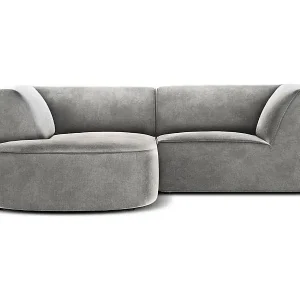 CXL by Christian Lacroix - 3-Sitzer Ecksofa links "Charles" Sitzer aus Samt hellgrau - 186x180x69cm Sale