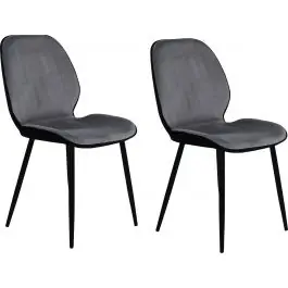 Esszimmerstuhl Emma Venture Design - Velours Samt - 57x89x47 cm - Grau/Schwarz Sofort Bestellen