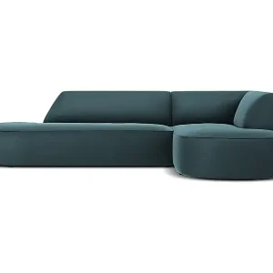 Neue Ware CXL by Christian Lacroix - 4-Sitzer Ecksofa rechts "Charles" Sitzer aus Samt blau - 273x180x69cm