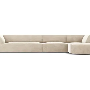 Kracherpreis CXL by Christian Lacroix - 5-Sitzer Ecksofa rechts "Charles" Sitzer aus Samt leichtes beige - 366x180x69cm