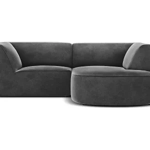 Preis Gesenkt CXL by Christian Lacroix - 3-Sitzer Ecksofa rechts "Charles" Sitzer aus Samt dunkelgrau - 186x180x69cm