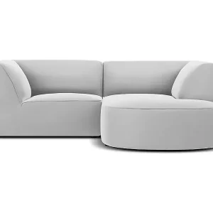 Preis Gesenkt CXL by Christian Lacroix - 3-Sitzer Ecksofa rechts "Charles" Sitzer aus Samt hellgrau - 186x180x69cm