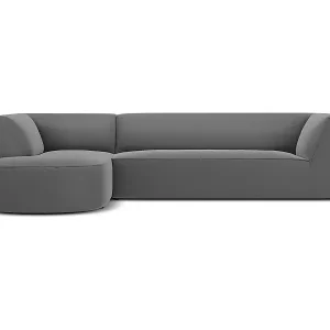 CXL by Christian Lacroix - 4-Sitzer Ecksofa links "Charles" Sitzer aus Samt dunkelgrau - 273x180x69cm Neue Ware