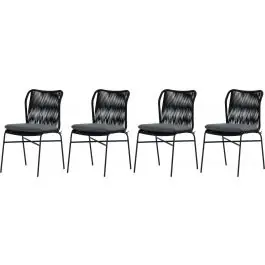 Esszimmerstuhl Julian Venture Design – Schwarzer Stahl & Seil – 67x88x53 cm – Schwarz Nur Heute