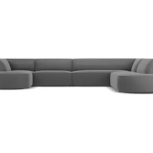 Günstig CXL by Christian Lacroix - 7-Sitzer Panoramasofa rechts "Charles" Sitzer aus Samt dunkelgrau - 366x273x69cm