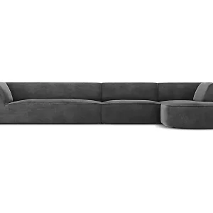 CXL by Christian Lacroix - 5-Sitzer Ecksofa rechts "Charles" Sitzer aus Samt dunkelgrau - 366x180x69cm Jetzt Kaufen