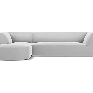 CXL by Christian Lacroix - 4-Sitzer Ecksofa links "Charles" Sitzer aus Samt hellgrau - 273x180x69cm Kostenloser Rückversand