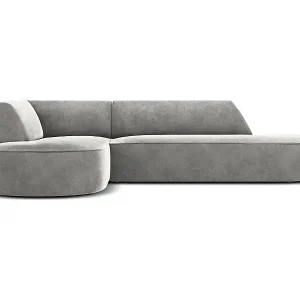 Sichere Zahlung CXL by Christian Lacroix - 4-Sitzer Ecksofa links "Charles" Sitzer aus Samt hellgrau - 273x180x69cm