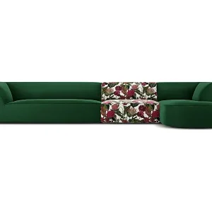 Sofort Bestellen CXL by Christian Lacroix - 5-Sitzer Ecksofa rechts "Charles" Sitzer aus Samt rosengarten-motiv - 366x180x69cm