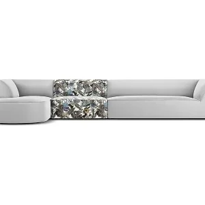 CXL by Christian Lacroix - 5-Sitzer Ecksofa links "Charles" Sitzer aus Samt blaues gartenmotiv - 366x180x69cm Versand Am Gleichen Tag