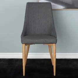 Esszimmerstuhl Leone Venture Design - dunkelgrau - Polyester-Leinen - 63x91x47 cm Neu Im Sortiment