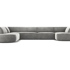 Garantierte Lieferung CXL by Christian Lacroix - 7-Sitzer Panoramasofa links "Charles" Sitzer aus Samt hellgrau - 366x273x69cm