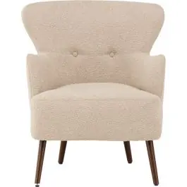 Versand Am Gleichen Tag Lounge-Sessel Lincoln Venture Design - Bouclé Beige & Walnuss - 77x68x85 cm