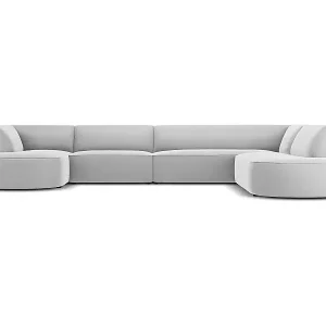 CXL by Christian Lacroix - 7-Sitzer Panoramasofa rechts "Charles" Sitzer aus Samt hellgrau - 366x273x69cm Nur Heute