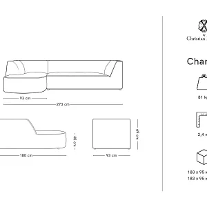 CXL by Christian Lacroix - 4-Sitzer Ecksofa links "Charles" Sitzer aus Samt rosa - 273x180x69cm Must-Have