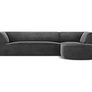 Jetzt Bestellen CXL by Christian Lacroix - 4-Sitzer Ecksofa rechts "Charles" Sitzer aus Samt dunkelgrau - 273x180x69cm