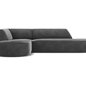 Mega-Angebot CXL by Christian Lacroix - 4-Sitzer Ecksofa links "Charles" Sitzer aus Samt dunkelgrau - 273x180x69cm