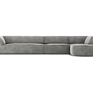 CXL by Christian Lacroix - 5-Sitzer Ecksofa rechts "Charles" Sitzer aus Samt hellgrau - 366x180x69cm Preisreduziert