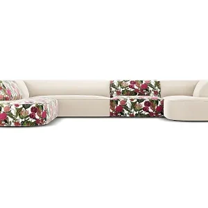 CXL by Christian Lacroix - 7-Sitzer Panoramasofa links "Charles" Sitzer aus Samt rosengarten-motiv - 366x273x69cm Highlight