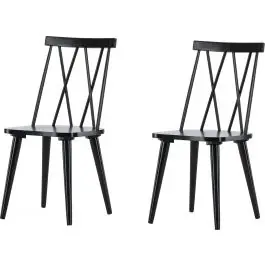 Esszimmerstuhl Mariette Venture Design - Massives Gummibaumholz - 50x88x43 cm - Schwarz Begrenztes Angebot