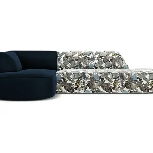 Online Kaufen CXL by Christian Lacroix - 4-Sitzer Ecksofa links "Charles" Sitzer aus Samt blaues gartenmotiv - 273x180x69cm