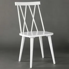 Begrenztes Angebot Esszimmerstuhl Mariette Venture Design – Massives Gummibaumholz – Weiß – 50x88x43 cm