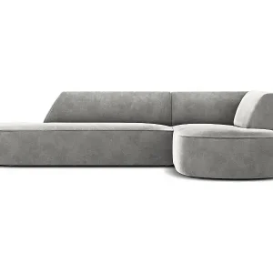 CXL by Christian Lacroix - 4-Sitzer Ecksofa rechts "Charles" Sitzer aus Samt hellgrau - 273x180x69cm Neu