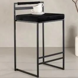 Ausverkauf Barhocker Opelika Venture Design - Stahl / Samt - 41x80x45 cm - Schwarz