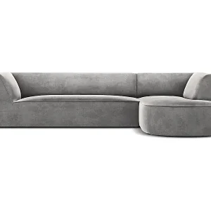 Begrenztes Angebot CXL by Christian Lacroix - 4-Sitzer Ecksofa rechts "Charles" Sitzer aus Samt hellgrau - 273x180x69cm
