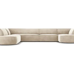 CXL by Christian Lacroix - 7-Sitzer Panoramasofa links "Charles" Sitzer aus Samt leichtes beige - 366x273x69cm Versand Am Gleichen Tag