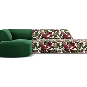 CXL by Christian Lacroix - 4-Sitzer Ecksofa links "Charles" Sitzer aus Samt rosengarten-motiv - 273x180x69cm Schneller Versand