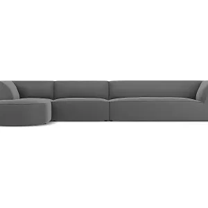 Ausverkauf CXL by Christian Lacroix - 5-Sitzer Ecksofa links "Charles" Sitzer aus Samt dunkelgrau - 366x180x69cm