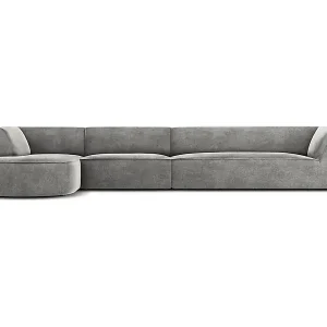 CXL by Christian Lacroix - 5-Sitzer Ecksofa links "Charles" Sitzer aus Samt hellgrau - 366x180x69cm Solange Der Vorrat Reicht