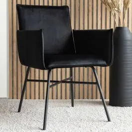 Heißes Angebot Esszimmerstuhl Petra Venture Design - Schwarzer Samt - 60x87x57 cm