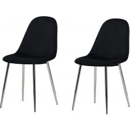 Heißes Angebot Esszimmerstuhl Polar Venture Design – schwarzer Samt & Chrom – 53x88x46 cm