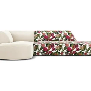 Preisknaller CXL by Christian Lacroix - 4-Sitzer Ecksofa links "Charles" Sitzer aus Samt rosengarten-motiv - 273x180x69cm