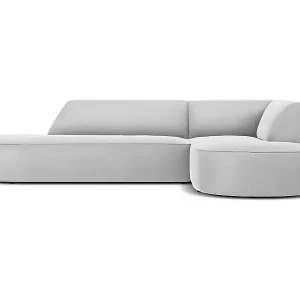 CXL by Christian Lacroix - 4-Sitzer Ecksofa rechts "Charles" Sitzer aus Samt hellgrau - 273x180x69cm Schneller Versand