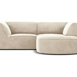 Direktkauf CXL by Christian Lacroix - 3-Sitzer Ecksofa rechts "Charles" Sitzer aus Samt leichtes beige - 186x180x69cm