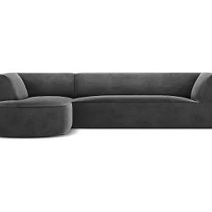 CXL by Christian Lacroix - 4-Sitzer Ecksofa links "Charles" Sitzer aus Samt dunkelgrau - 273x180x69cm Kostenloser Versand