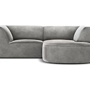 Neue Kollektion CXL by Christian Lacroix - 3-Sitzer Ecksofa rechts "Charles" Sitzer aus Samt hellgrau - 186x180x69cm