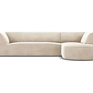 Günstig CXL by Christian Lacroix - 4-Sitzer Ecksofa rechts "Charles" Sitzer aus Samt leichtes beige - 273x180x69cm