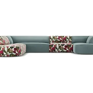 CXL by Christian Lacroix - 7-Sitzer Panoramasofa links "Charles" Sitzer aus Samt rosengarten-motiv - 366x273x69cm Letzte Chance