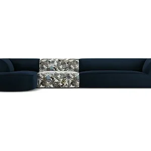 Sale CXL by Christian Lacroix - 5-Sitzer Ecksofa links "Charles" Sitzer aus Samt blaues gartenmotiv - 366x180x69cm