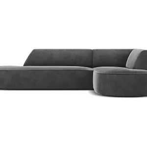 CXL by Christian Lacroix - 4-Sitzer Ecksofa rechts "Charles" Sitzer aus Samt dunkelgrau - 273x180x69cm Ausverkauf
