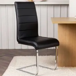 Saisonangebot Esszimmerstuhl Tempo Venture Design – verchromtes Gestell, schwarzes PU – 48x102x44 cm