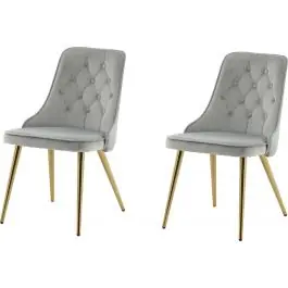 Versand Am Gleichen Tag Esszimmerstuhl Velvet Deluxe Venture Design - Hellgrauer Samt - 66x89x50 cm