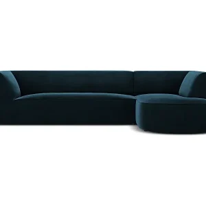 Must-Have CXL by Christian Lacroix - 4-Sitzer Ecksofa rechts "Charles" Sitzer aus Samt petrol - 273x180x69cm