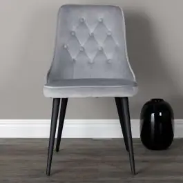 Preisknaller Esszimmerstuhl Velvet Deluxe Venture Design - Samt hellgrau - 66x89x50 cm